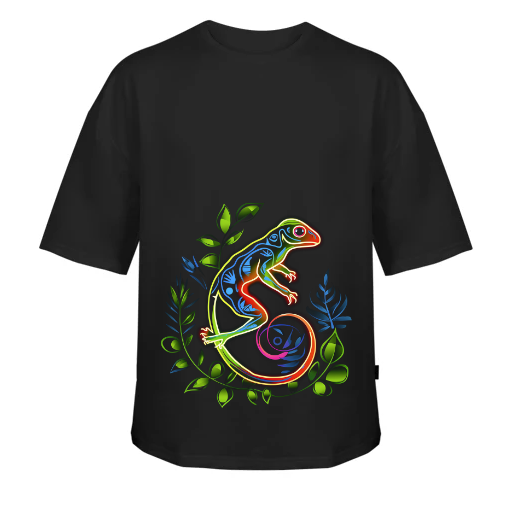 Vivid Lizard Noir: Oversized Tee
