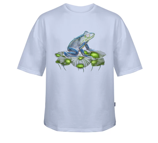 Tranquil Froggy Blue: Oversized Tee