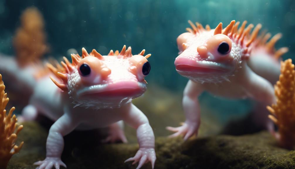 diverse axolotl color varieties